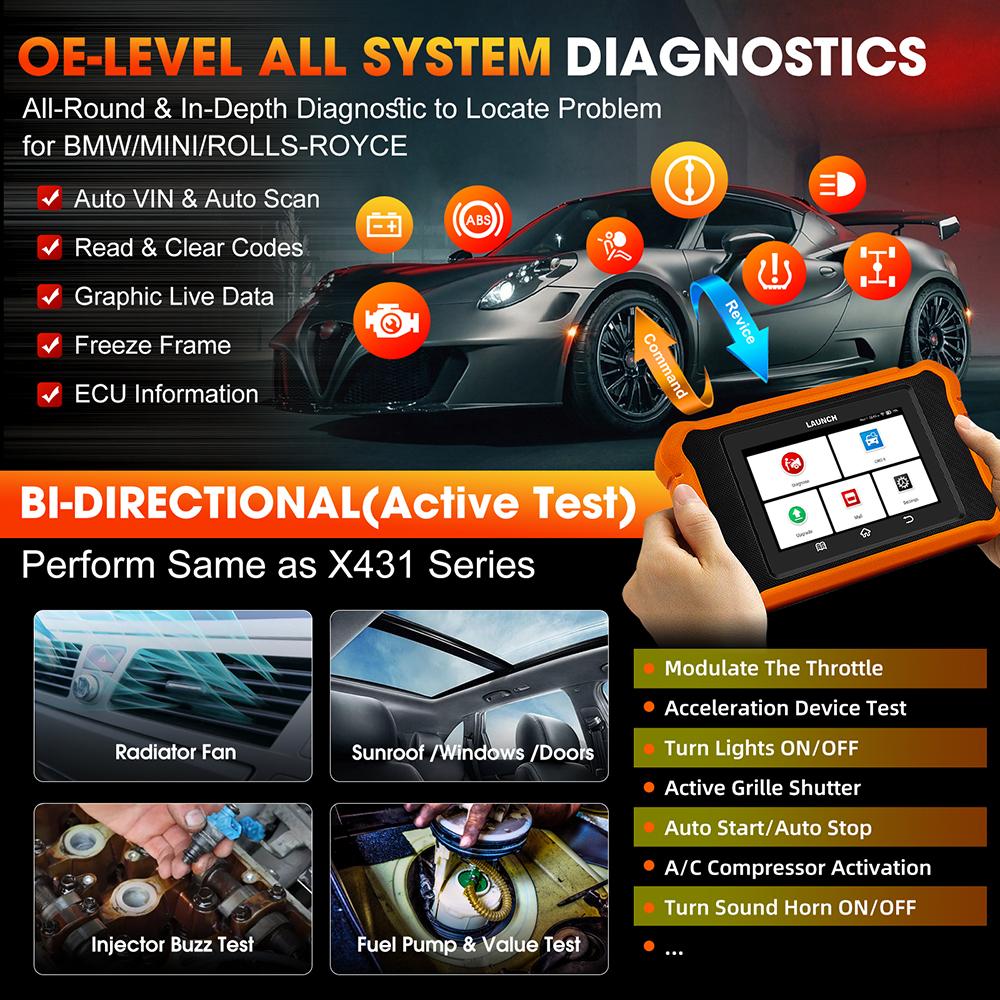 USA EU Warehouse LAUNCH Creader Elite 2.0 for BMW All System Diagnostic Tool OBD2 Scanner Bidirectional ECU Coding Scan Tool