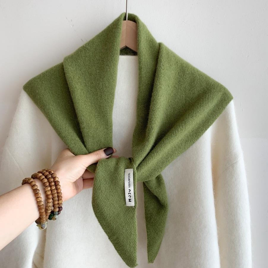 Wool Knitted Triangle Shawl Women's Autumn and Winter Small Scarf