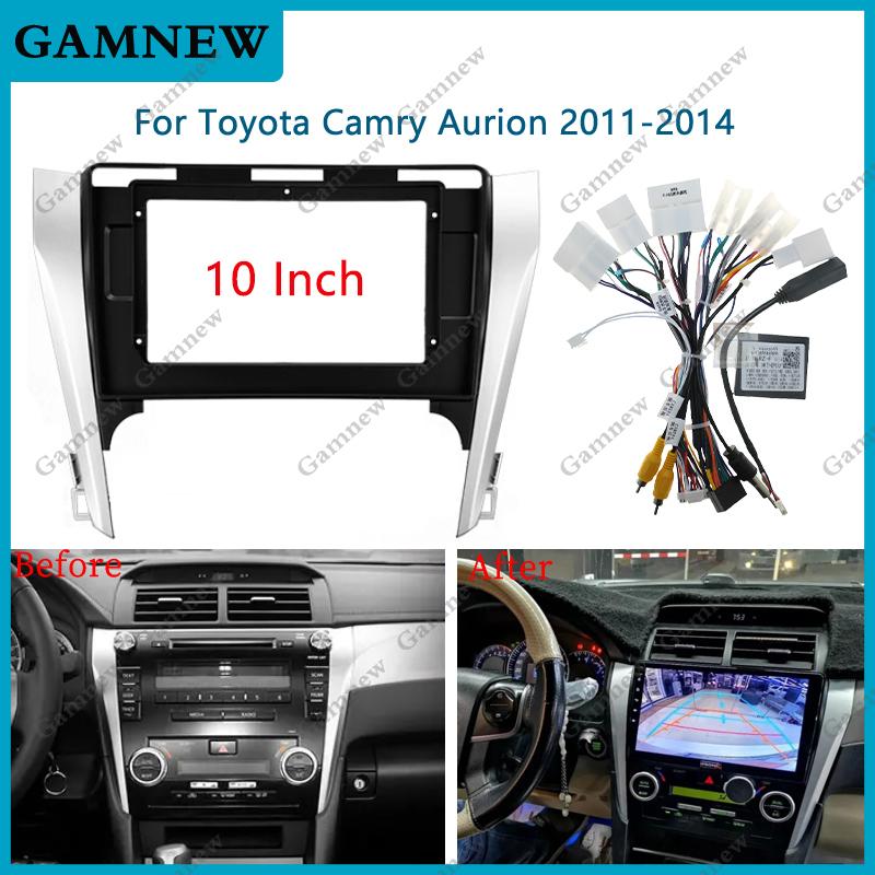 10 Inch Car Frame Fascia Adapter Canbus Box Decoder Android Radio Dash Fitting Panel Kit For Toyota Camry Aurion 2011-2014