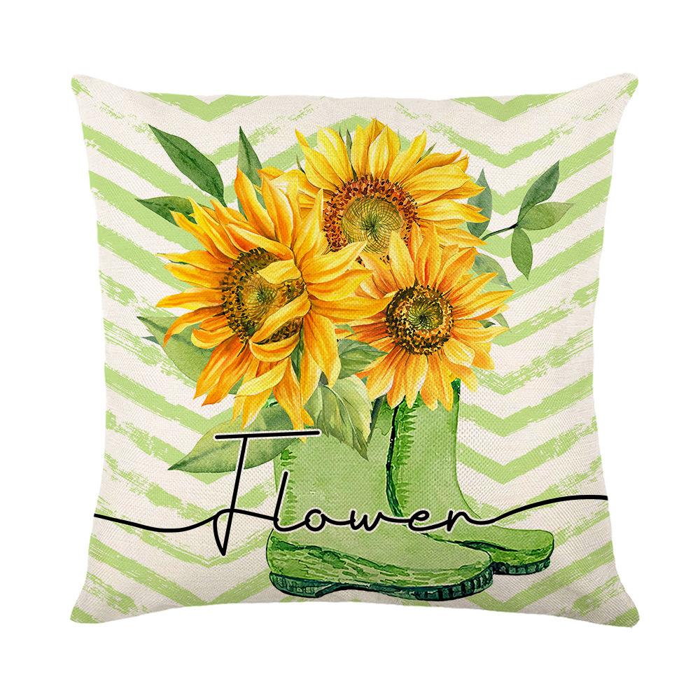 Summer Sunflower Pillow Cover Polyester Printed Living Room Sofa Decorative Cushion Cover Bedroom Pillow