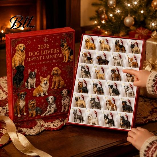 Cute Puppy Decorations Pet Themed Advent Calendar 2026, 24 Days Christmas Countdown with 2026 Pcs Mini 3D Cat Dog Ornaments, Holiday Gifts for