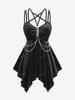 Rosegal Gothic PU Strap Grommet Layered Chain Crisscross Strappy Asymmetric Handkerchief Velvet Backless Cami Top