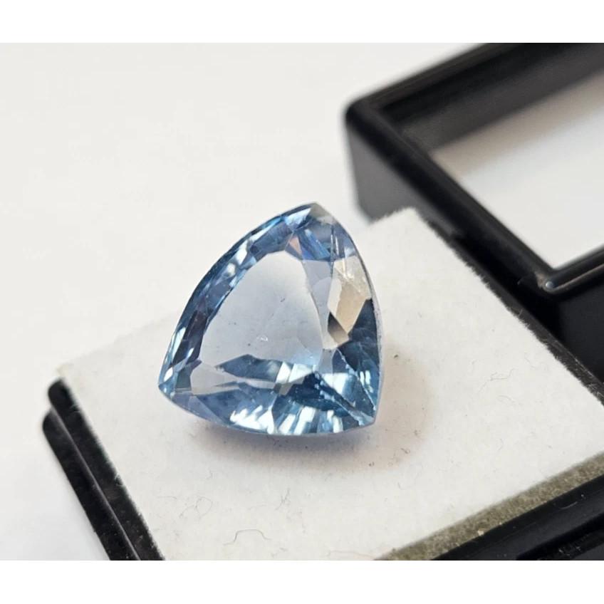 12+ Ct Blue Color Aquamarine Trillion Cut Beautiful Certified Loose Gemstone