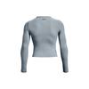 Under Armour Футболка Rush Series Solid Casual с логотипом и длинным рукавом, с круглым вырезом, женские топы, цвет Harbor-Blue 1373930-465