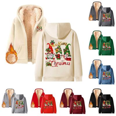 Женская плюшевая и толстая теплая свободная куртка-кардиган с капюшоном и принтом