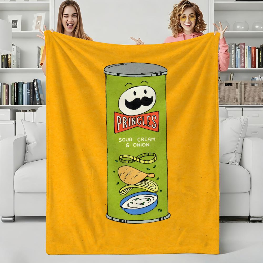 Snack P-Pringles Throw Flannel Blanket Perfect for Sofa Office Bed Travel Sleep Read Relax Camping four season use