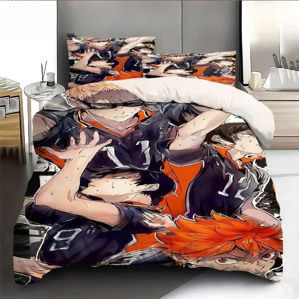 Exquisite Anime Haikyuu Bedding Set 3D Printed Volleyball Boys Duvet Cover Set Single Double for Kids Teens Gift 2/3piece set