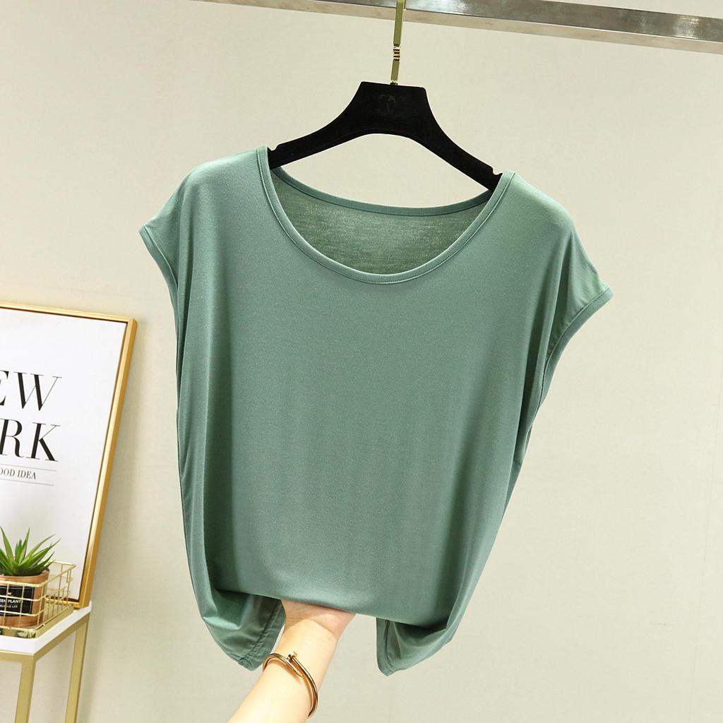 Modal Sleeveless T-shirt for Women Summer Wear Base Round Neck Loose Oversized Solid Color Slimming Top T-Shirts