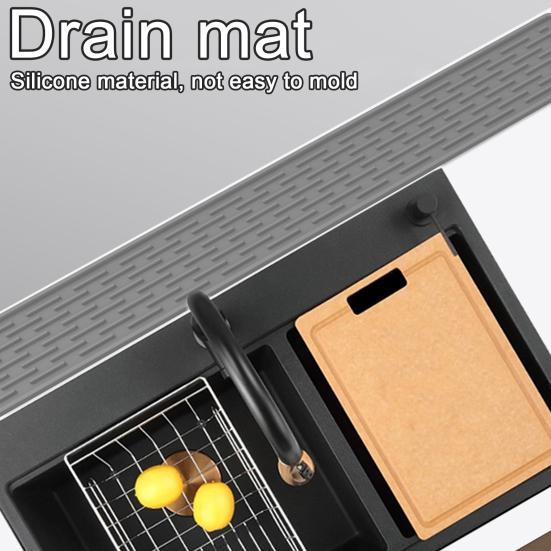Силиконовый сливной коврик, противоскользящие канавки, быстросохнущий защитный коврик для кухонной мойки, безопасный для пищевых продуктов, большой размер, коврик для сушки посуды на столешнице