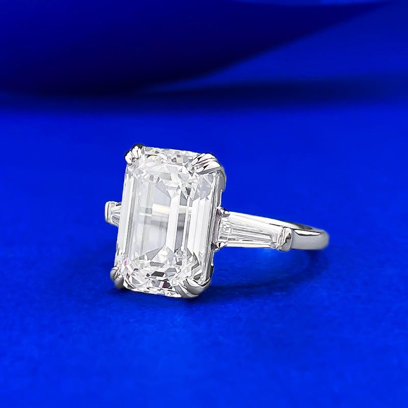 Simulation Emerald Cut 9 * 13Mm Rectangular Ring Ring
