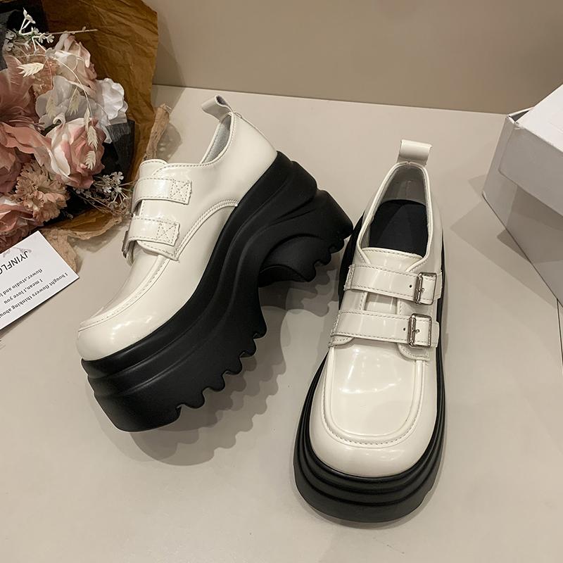 Мода Новинка 2025 Осень 8 см Высокий каблук Повседневная кожаная обувь Женские массивные лоферы Удобные туфли-лодочки Высокая платформа Обувь для ходьбы Женская