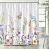 Butterfly Floral Shower Curtains Dandelion Watercolour Plant Flower Bird Rustic Spring Scenery Cloth Bath Curtain Bathroom Dec