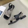 Повседневные сандалии на плоской подошве для женщин, пляжные сандалии на квадратном каблуке и квадратном носке