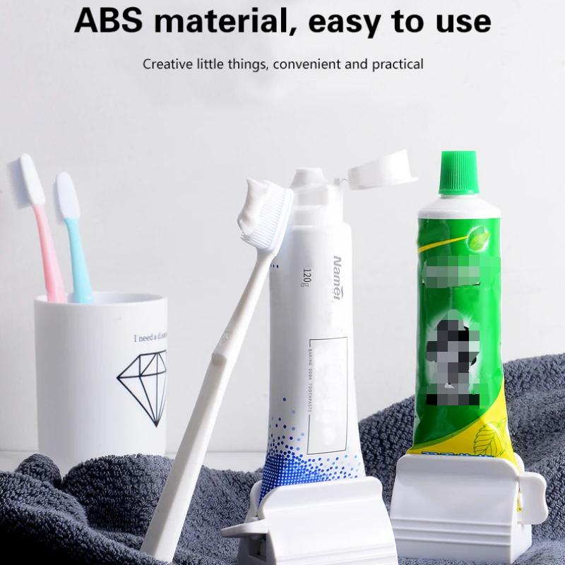 1 шт. Выдавливатель зубной пасты: Многофункциональный вращающийся держатель дозатора для эффективного использования в ванной комнате