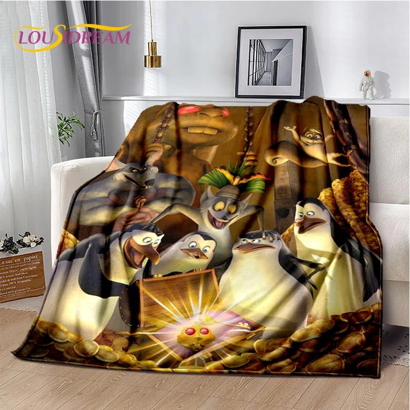 Милые пингвины из мультфильма «Мадагаскар» Плед, Мягкий плед для дома, спальни, кровати, дивана, пикника, путешествий, офиса, Покрывало, Подарок для ребенка