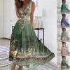 Women's Long Dress Maxi Dress Casual Dress Summer Casual Sleeveless V Neck Boho Waist Flower Printed Dress
