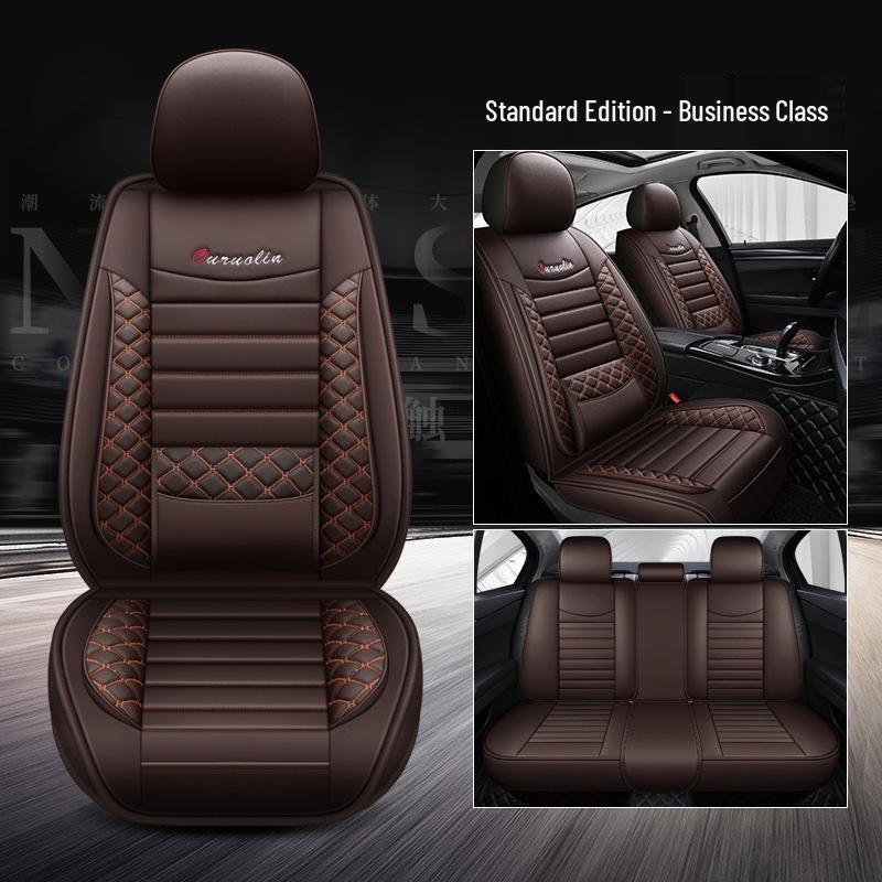 2022 All-Season Full Leather Car Seat Cushion with Fixed Waist Design