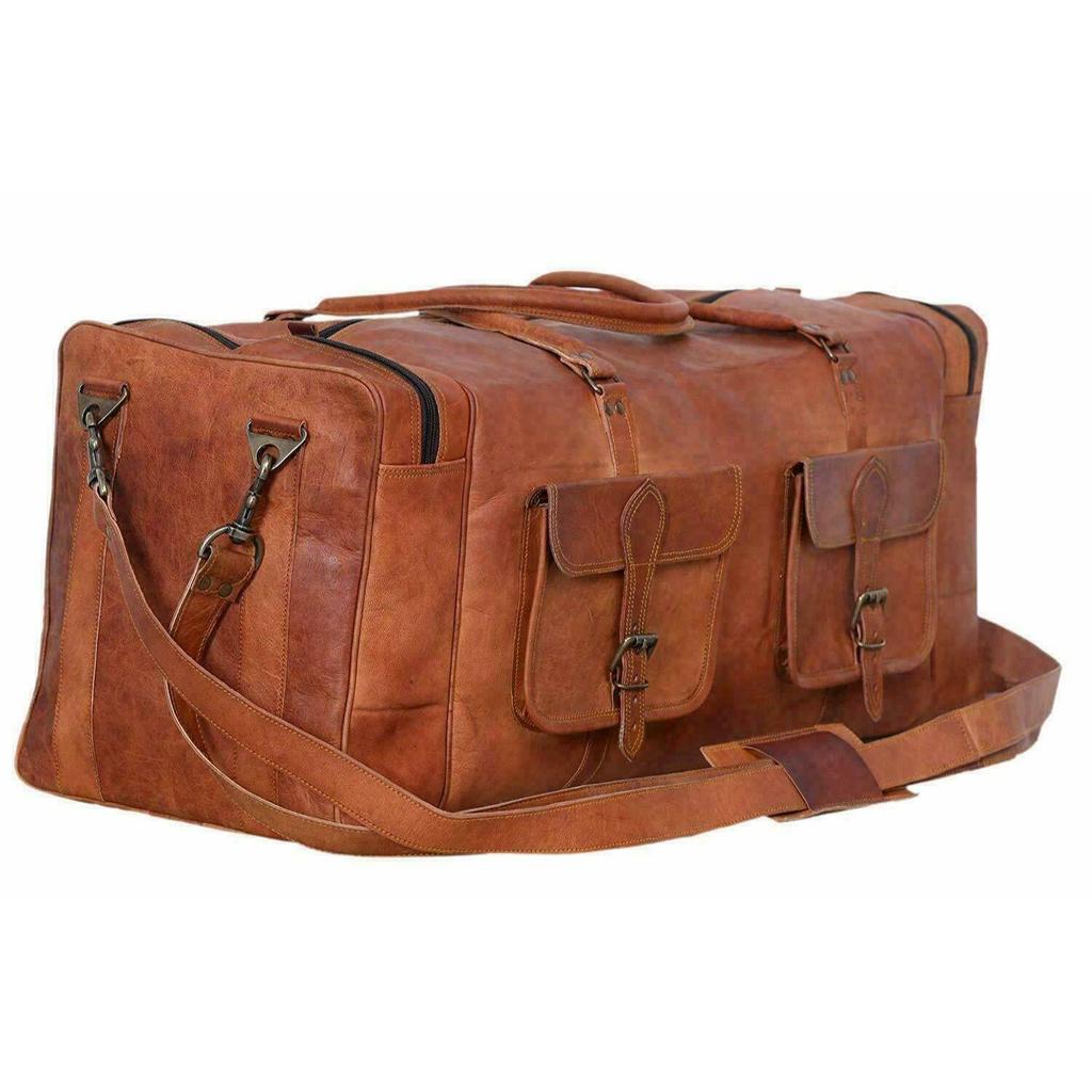 Мужская дорожная спортивная сумка из козьей кожи, подлинная винтажная дорожная сумка, новая коричневая
