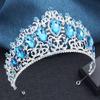 Baroque 9 Colors Green AB Crystal Big Tiaras for Women Girls Party Wedding Crown Bridal Elegant Hair Jewelry Pageant