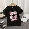 Kids T-shirt Cotton Cute Anime Print Tees Short Sleeve Kawaii Pink Cartoon Girl Summer Casual Clothes Birthday Party Gift