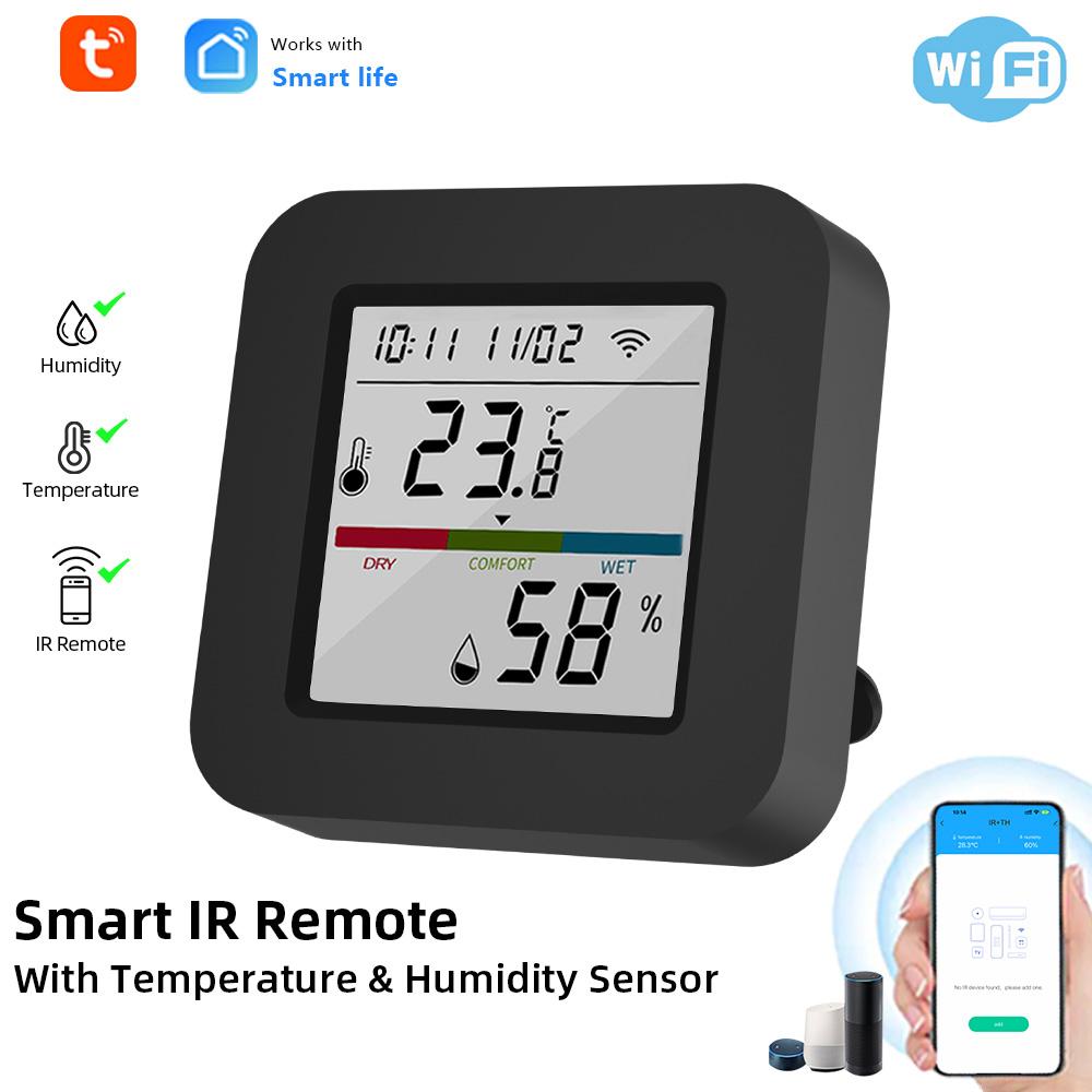 3 In 1 IR Remote Control with Smart Temperature Humidity Monitor LCD Screen WiFi BT Dual Mode