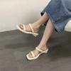 Slides Open Toe Shoes Indoor Soft On Word Off White Low Heel Outside Women's Slippers and Ladies Sandals Footwear Natural Skin F