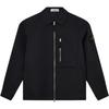 Solid Color Polo Collar Double Zipper Long Sleeve Jacket Men Jacket Navy-Blue 811511103-V0020