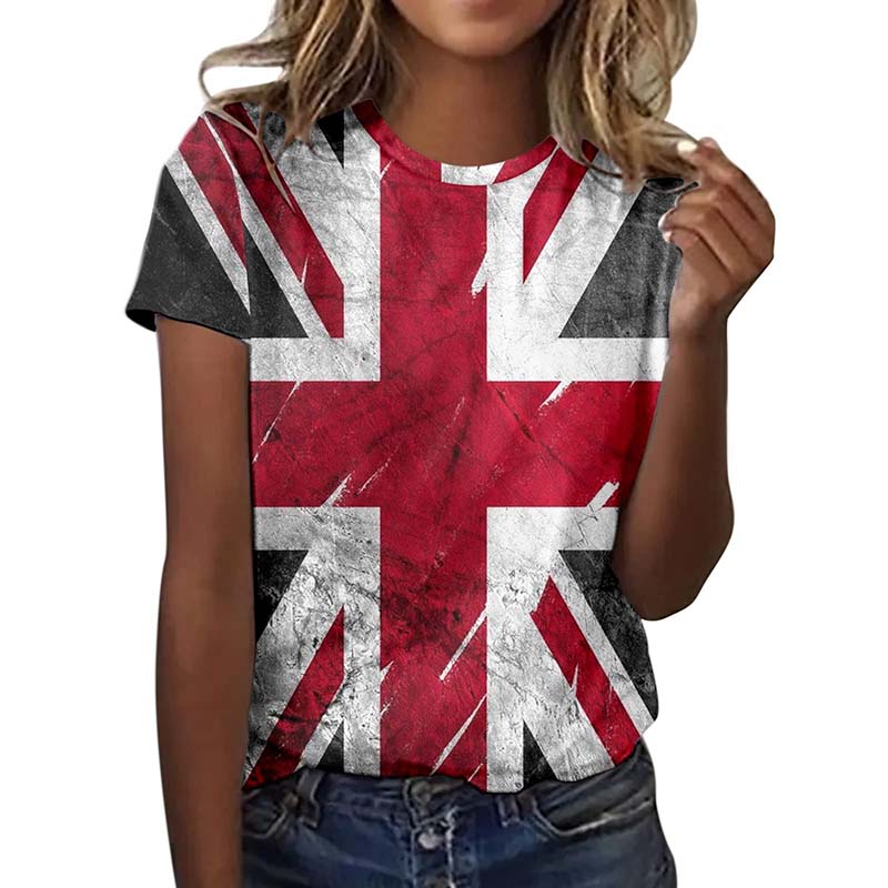Летняя футболка с 3D-принтом британского флага для женщин и мужчин, футболки с коротким рукавом, уличная одежда Harajuku, футболки больших размеров, топы Y2k для девочек, одежда