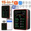 Tuya WiFi 15-в-1 Детектор качества воздуха TFT-дисплей Портативный AQI PM0.3 PM1.0 PM2.5 PM10 CO CO2 TVOC HCHO Тестер Управление через приложение