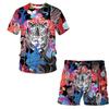 Summer New Men's Sportswear 3D Printing Fashion Trend Men's T-shirt Short Sleeve Set Leisure Animal Pattern Two Piece Set
