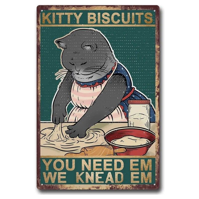 Retro Cat Coffee Metal Tin Sign Vintage Kitchen Signs Wall Decor Because Murder Is Wrong Funny Signs Bar Decorations Art Poster