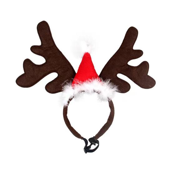 Christmas Horse Hat Reindeer Horn Headband Thick Red Velvet Santa Hat Deer Horn Hairband Xmas Horse Decoration Costume Accessories