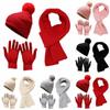Fashion Winter Thick Knitted Beanie Cap Hat Scarf Gloves Set Ladies Hat Touchscreen Gloves Warm