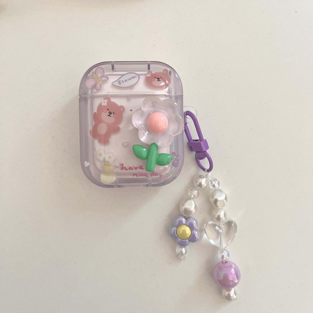 Релиф 3d цветок милый медведь бабочка Ins брелок мультфильм Imd чехол для наушников для Apple Airpod 1 2 Pro 3 2nd зарядное устройство Капа