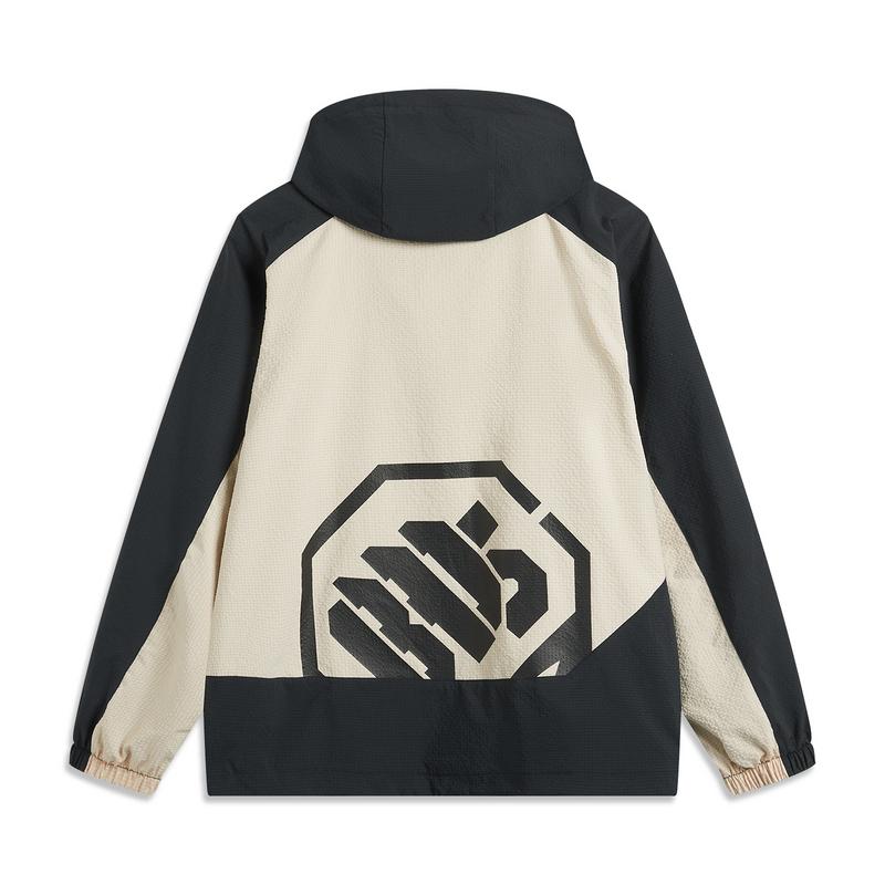 Li Ning Basketball Series Anti-Five Series Comfortable Simple Zipper Loose Letter Color Block Hooded Jacket Men Jackets Black AFDV735-1