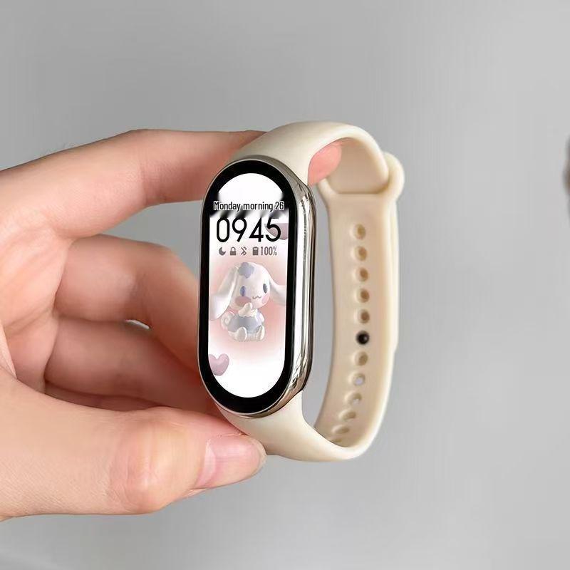 ZhiDai Металлический зернистый силиконовый браслет для Xiaomi Mi Band 8/9 - Модный сменный смарт-браслет для мужчин и женщин.