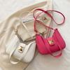 Color Solid Simple Gold Buckle Decoration Women Casual Shoulder Bag Daily For