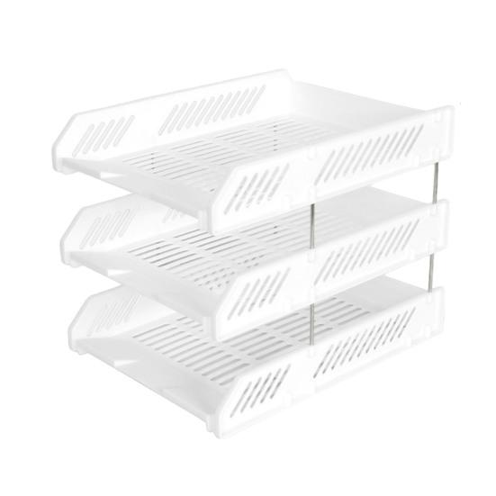 3 Tier Stackable Letter Tray Desk Paper Organizer Plastic File Document Storage Rack for Home Office School