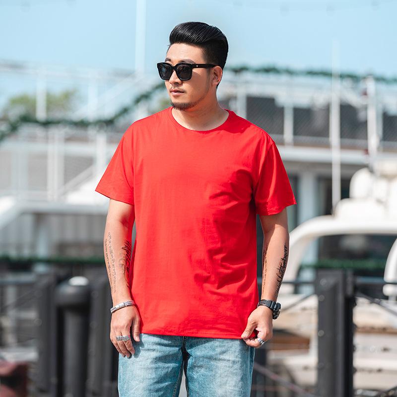 Мужская свободная футболка большого размера M-7XL 8XL Мужская однотонная футболка с круглым вырезом и короткими рукавами