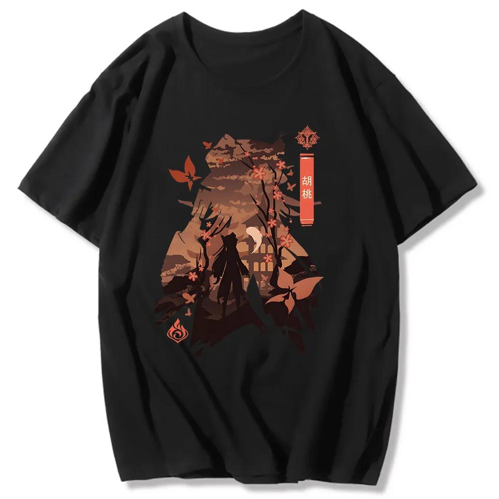 Genshin Impact T Shirt Hu Tao Xiao Kaedehara Kazuha Printing T-shirt Unisex Harajuku Vintage T Shirts Tops Men Short Sleeve