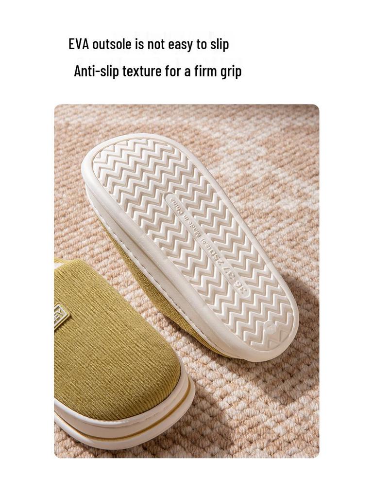 2025 Новые осенне-зимние эластичные хлопковые тапочки на толстой подошве - Теплые, нескользящие и удобные для мужчин и женщин