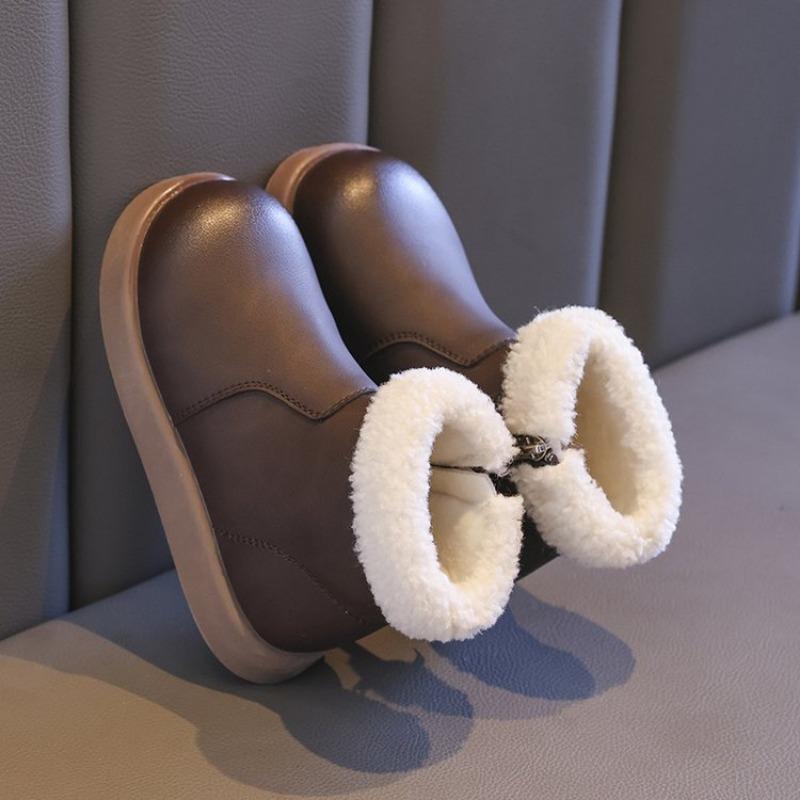 Winter Girl Snow Boots Warm Fluffy Children Cotton Boots for Boys Outdoor Versatile Fashion Causal Kids Ankle Boots Round-toe