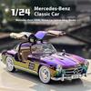 New 1:24 Scale Miniature Alloy 300SL Retro Car Toy Model 4 Doors Openable Vehicle Sound and Light Car Children's Day Gift