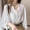 Plus Size Chiffon Shirt - Women's Korean Style Loose, Thin Sun Protection Top for 2025 Spring/Autumn
