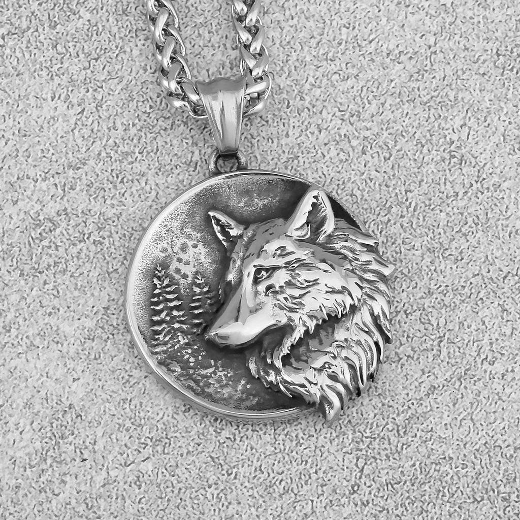 Скандинавское ожерелье с головой волка из нержавеющей стали 316L, подвеска для мужчин, ювелирные изделия в стиле уличного рока, аксессуары для мужчин, лучшие друзья, подарки