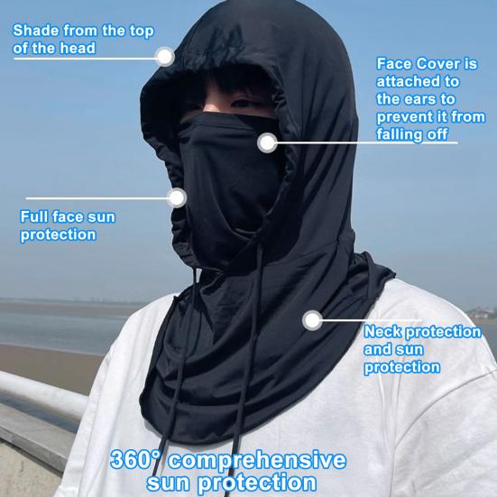 Летний мужской головной убор, широкополая шляпа от солнца Ice Silk с защитой UPF 50, регулируемая посадка, 3 в 1, защита шеи для верховой езды, солнцезащитная шляпа