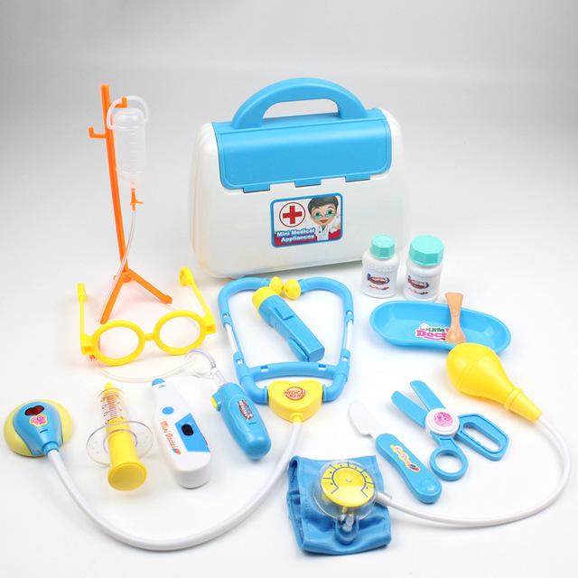 Набор для девочек-докторов, игрушечный симулятор семейного медицинского набора, розовый переносной чемоданчик для лекарств