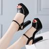 2024 летние босоножки на толстом каблуке, удобные, темпераментные, с открытым носком, водонепроницаемые, сандалии на высоком каблуке с пряжкой из одного слова, женские