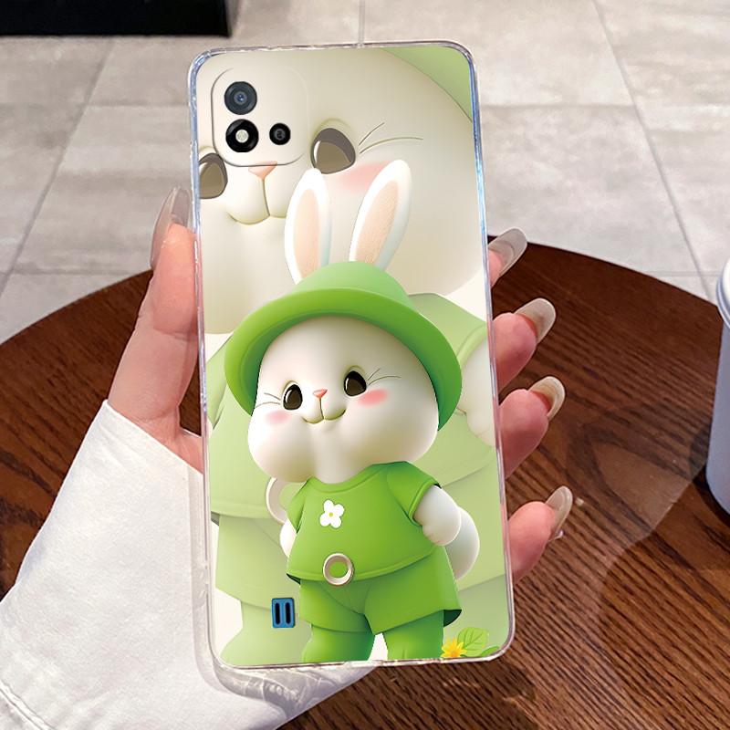 Для Realme C11 2021 RMX3231 Задняя крышка Для Realme C11 RMX2185 Чехол Прозрачный Роскошный Милый Сердце Любви Кролик Забавный Мягкий ТПУ Чехол для Телефона