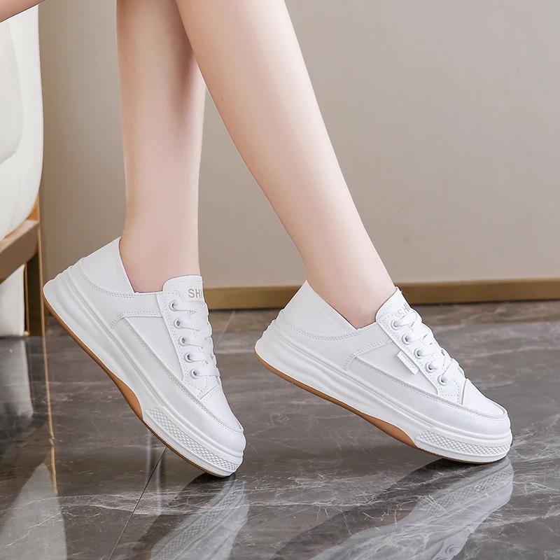 Женская обувь, летняя, новая, оригинальная, на толстой подошве, маленькие белые туфли, американская модная повседневная обувь для женщин